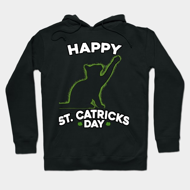 Happy St. Catricks Day - St Patricks Day Cat - Glowing Kitten Hoodie by Trade Theory